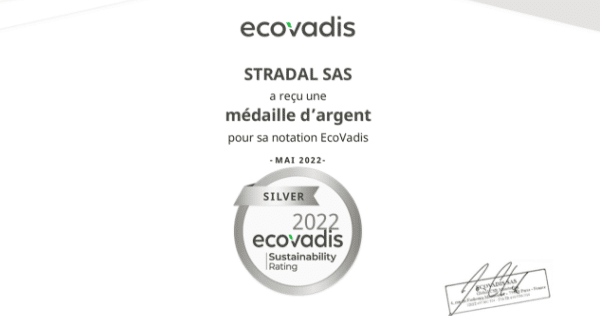 STRADAL médaille d'Argent ECOVADIS Mai 2022