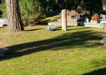 deux cavurnes en béton intégrées sur une ancienne concession funéraire d'un cimetière paysage - Stradal Funéraire